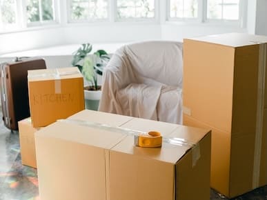 A picture of closed boxes ready to move.