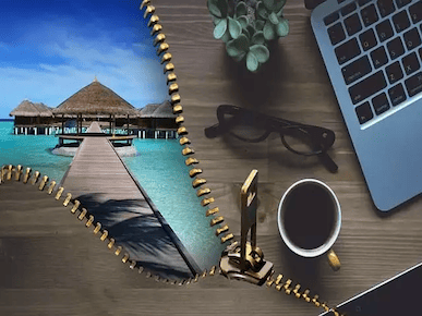 A picture symbolizing working remotely at Bora Bora.