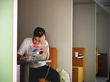 A picture of a person frustrated.