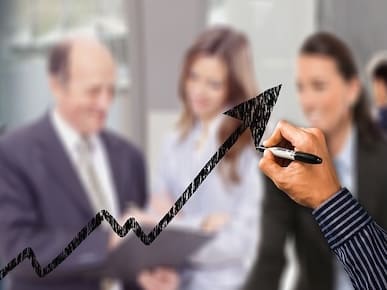 A picture of a rising graph chart.